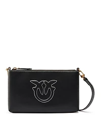 Horizontal Flat Mini Black Leather Shoulder Bag