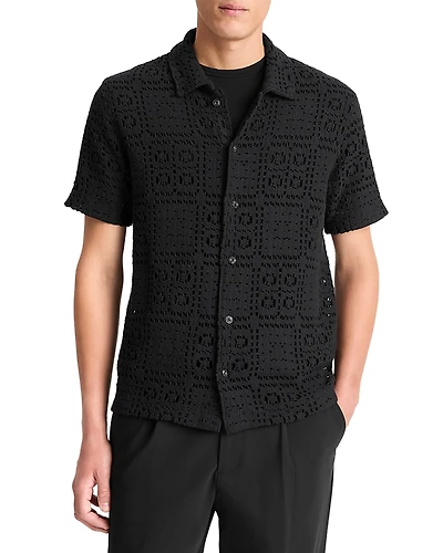 Vince Open Knit Button Down Shirt