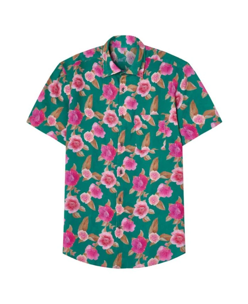 Morgan Floral Print Linen Short Sleeve Shirt
