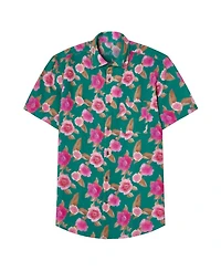 Morgan Floral Print Linen Short Sleeve Shirt