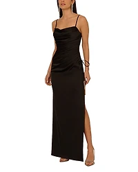 Liv Foster Satin Sweetheart Neck Long Dress