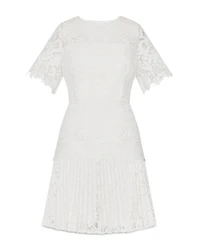 Nikoletta Mixed Laces Pleated Combo Mini Dress