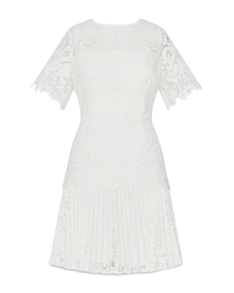 Milly Nikoletta Mixed Laces Pleated Combo Mini Dress