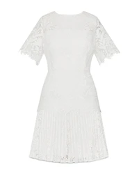 Milly Nikoletta Mixed Laces Pleated Combo Mini Dress