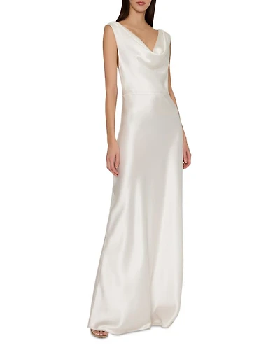 Hammered Satin Cowl Neck Gown