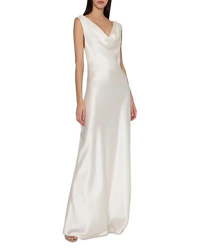 Milly Hammered Satin Cowl Neck Gown