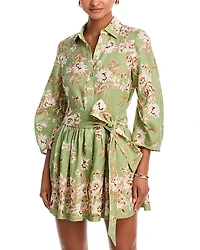Cara Raya Floral Print Linen Mini Dress