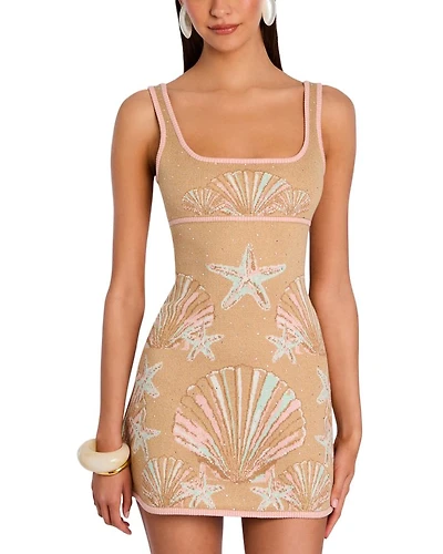 Embellished Knit Mini Dress