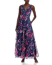 Eliza J Floral Applique Gown