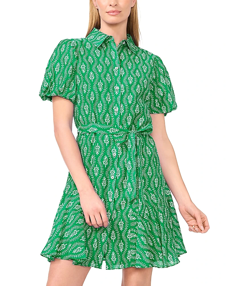 CeCe Flowy Shirt Dress with Waist Tie