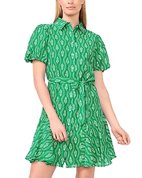 CeCe Flowy Shirt Dress with Waist Tie