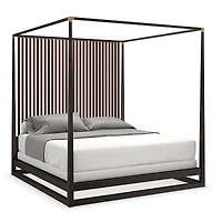Caracole Pinstripe Canopy King Bed, Dark Chocolate