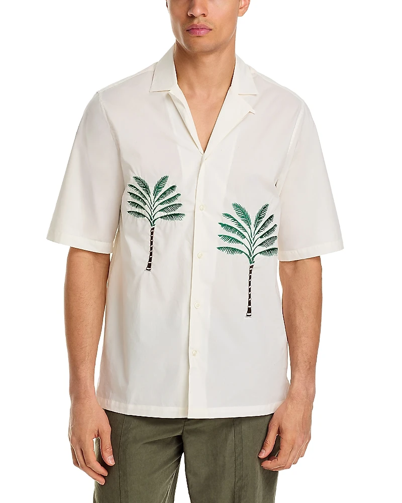 Officine Generale Short Sleeve Palm Tree Camp Shirt