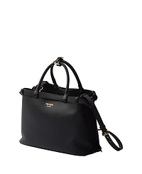 Buckle Medium Leather Handbag with Double Belt