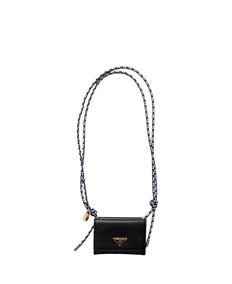Prada Card Holder With Leather Shoulder Strap