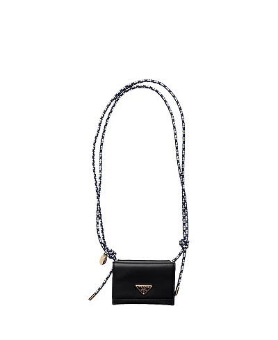 Prada Card Holder With Leather Shoulder Strap