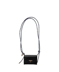 Prada Card Holder With Leather Shoulder Strap