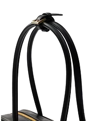 Re-Nylon and Leather Top-Handle Bag with Padlock