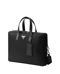Re-Nylon and Saffiano Leather Briefcase