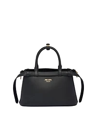 Buckle Small Leather Handbag with Double Belt
