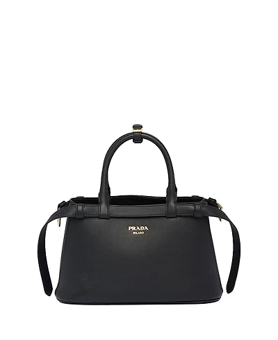 Prada Buckle Small Leather Handbag with Double Belt