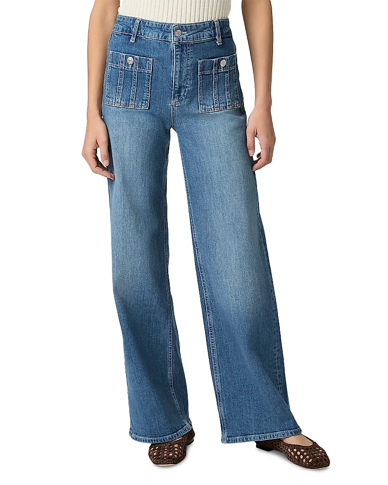 Paige Anessa Seamed High Rise Wide Leg Jeans
