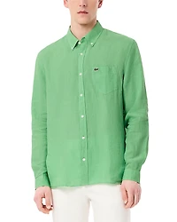 Lacoste Linen Regular Fit Button Down Shirt