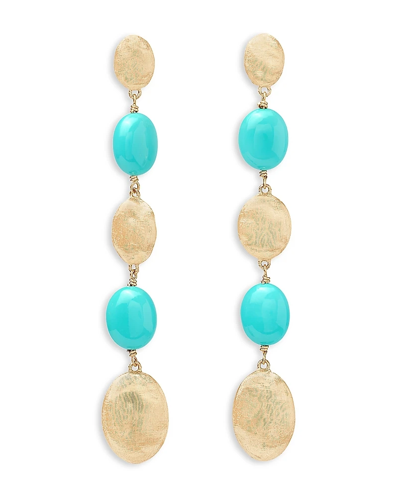 Marco Bicego 18K Yellow Gold Siviglia Turquoise Long Drop Earrings
