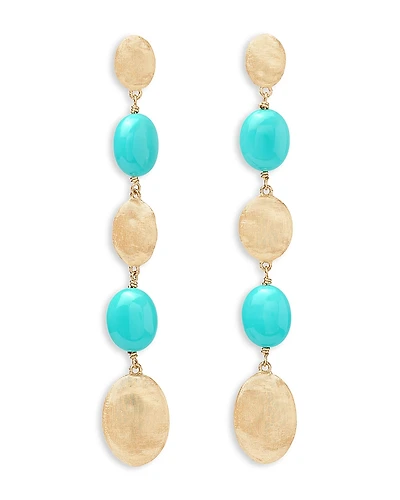 Marco Bicego 18K Yellow Gold Siviglia Turquoise Long Drop Earrings