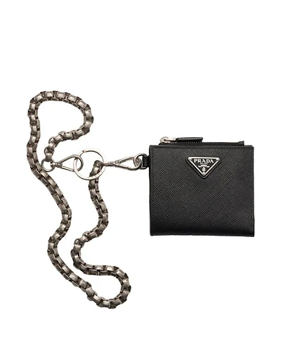 Small Saffiano Wallet With Chain