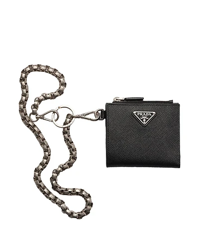 Prada Small Saffiano Wallet With Chain