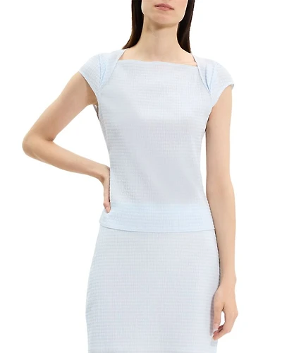 Draped Cap Sleeve Crinkle Top