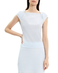 Theory Draped Cap Sleeve Crinkle Top