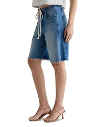 Hattie Cinched High Rise Bermuda Jean Shorts Sweetwater