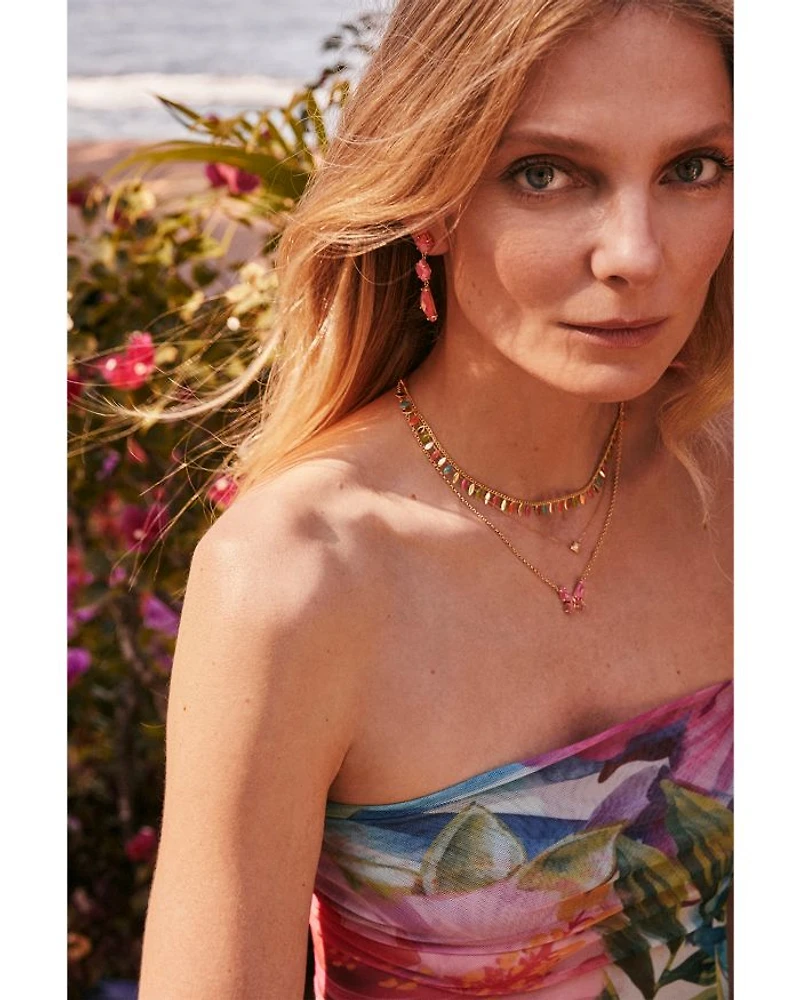 Bianca Stone Mix Linear Earrings