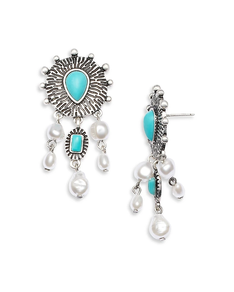 Aqua x Ava Phillippe Mixed Stone Drop Earrings - Exclusive