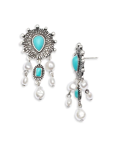 Aqua x Ava Phillippe Mixed Stone Drop Earrings - Exclusive
