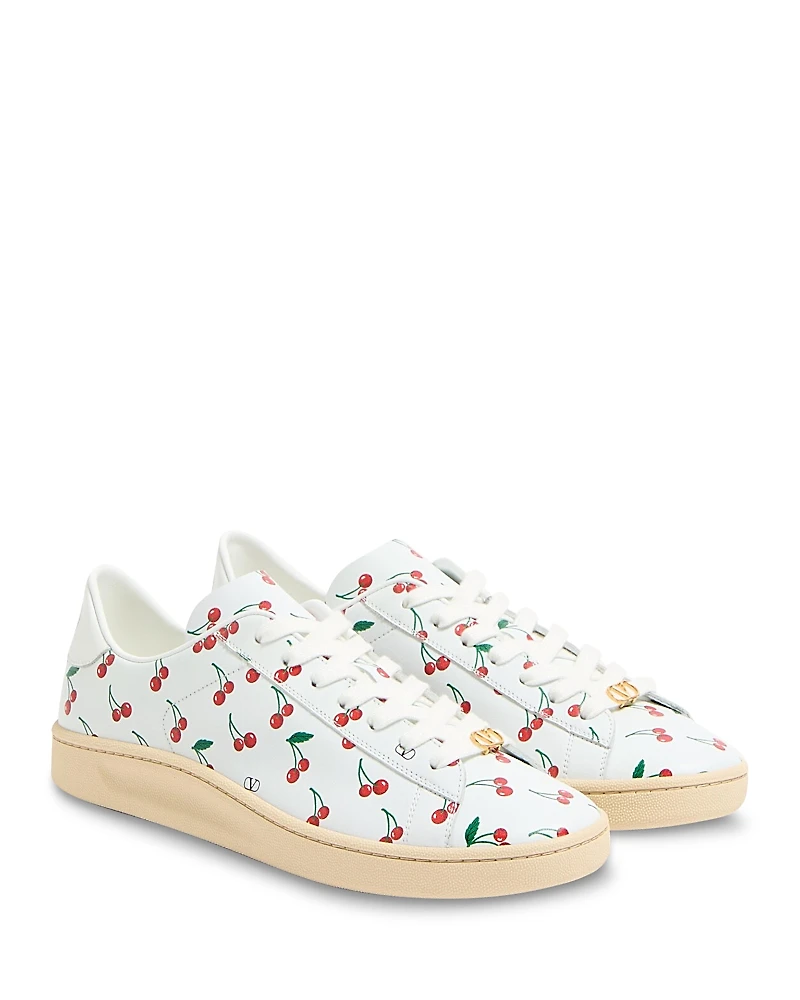 Valentino Garavani Men's Leather Printed Lace Up Sneakers