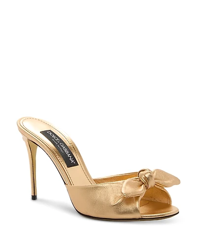 Dolce & Gabbana Women's Metallic Leather Bow High Heel Sandals