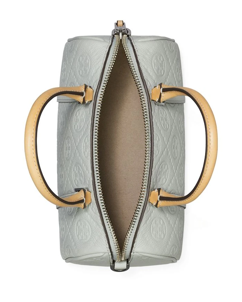 T Monogram Embossed Leather Satchel