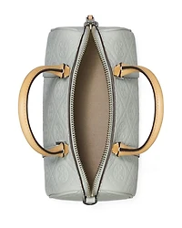T Monogram Embossed Leather Satchel