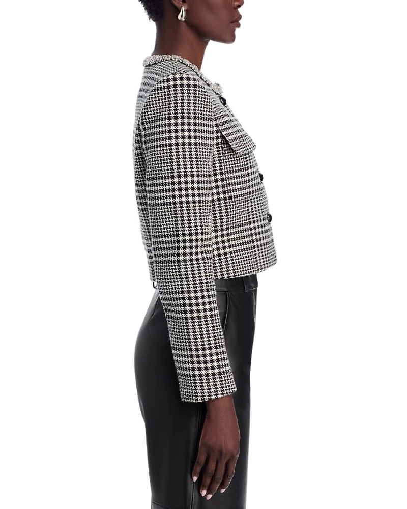 Houndstooth Crystal Trim Jacket