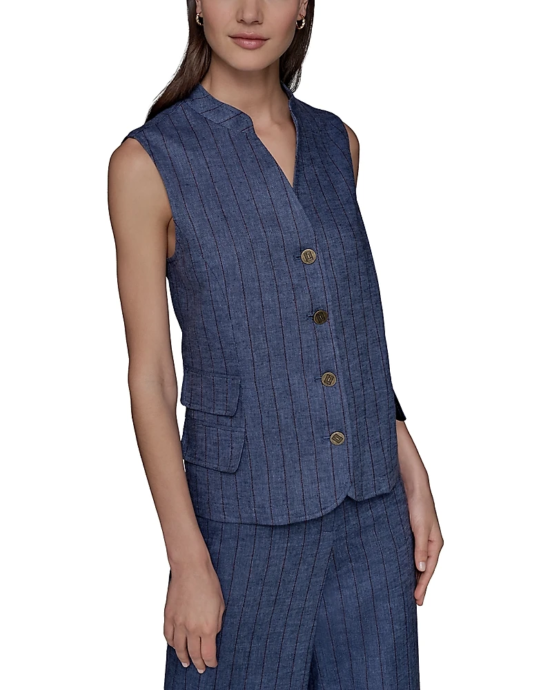 Karl Lagerfeld Paris Woven Button Front Vest