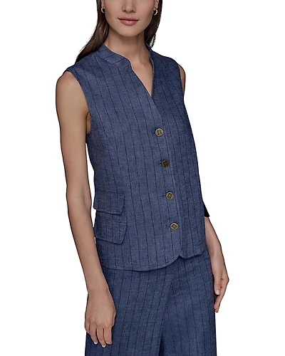 Karl Lagerfeld Paris Woven Button Front Vest