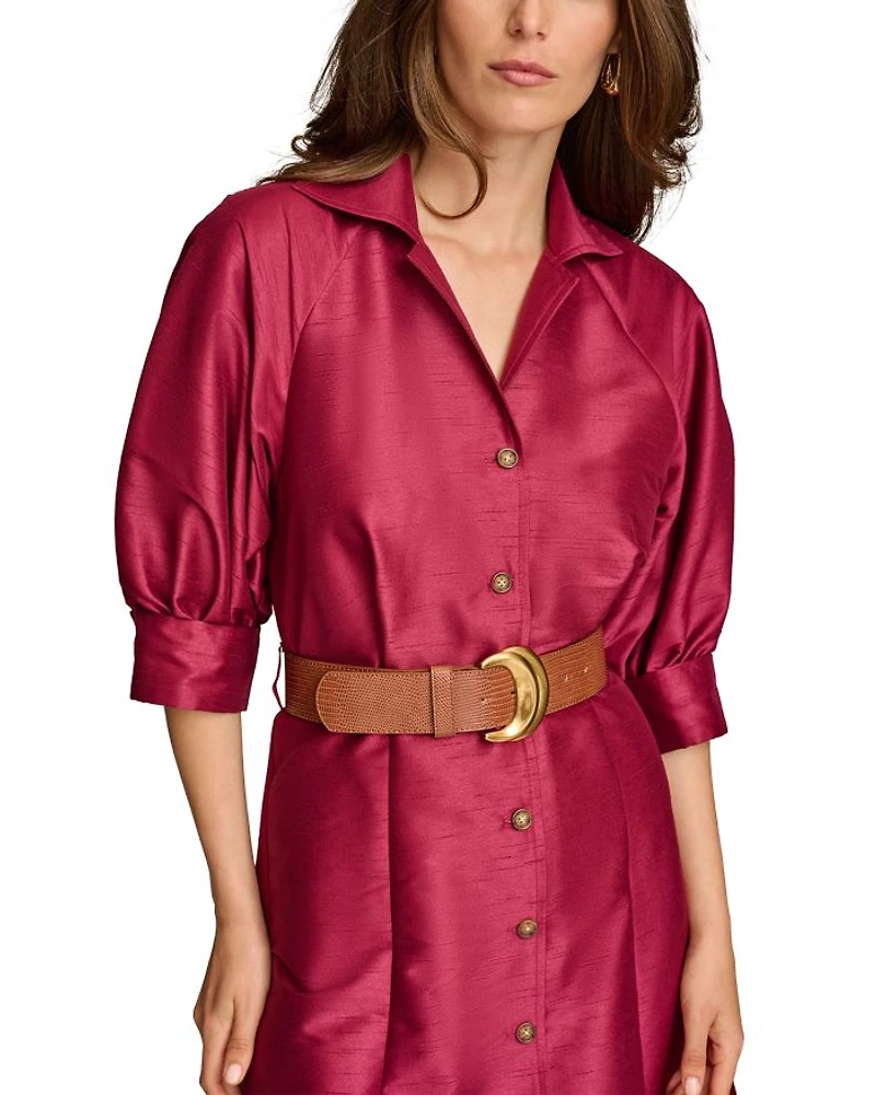Dupioni Belted Shirt Dress