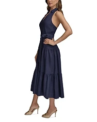 Linen Blend Halter A Line Dress