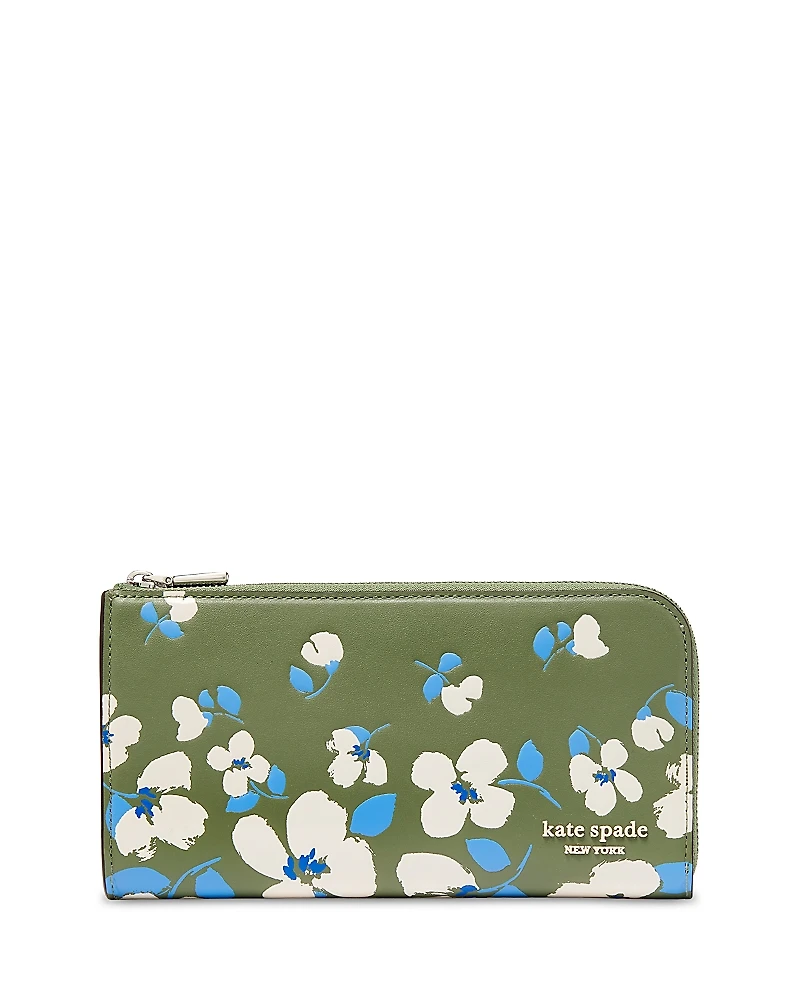 kate spade new york Devin Painterly Bouquet Embossed Leather Zip Around Continental Wallet