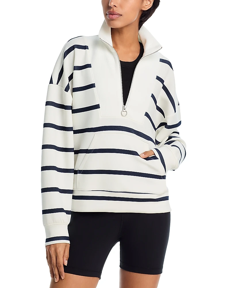 Aqua Athletics Stripe Long Sleeve Cropped Sweatshirt - Exclusive