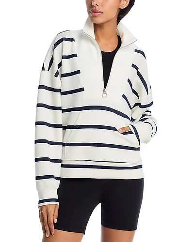 Aqua Athletics Stripe Long Sleeve Cropped Sweatshirt - Exclusive