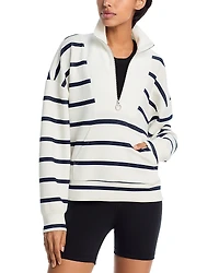 Aqua Athletics Stripe Long Sleeve Cropped Sweatshirt - Exclusive